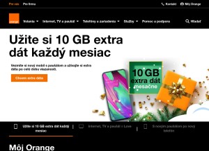 How orange.sk looks like on a tablet such as an iPad.