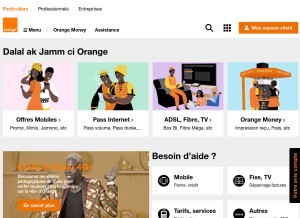 How orange.sn looks like on a tablet such as an iPad.