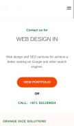 How orangedice.ae looks like on a mobile device such as an iPhone.