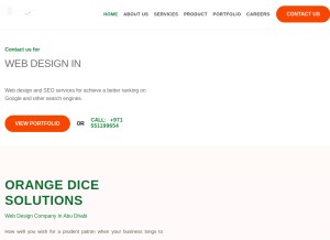 How orangedice.ae looks like on a tablet such as an iPad.