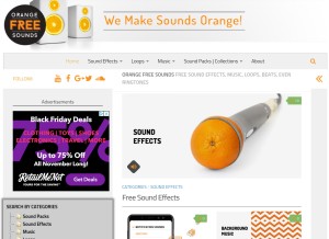How orangefreesounds.com looks like on a tablet such as an iPad.