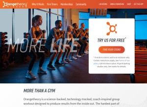 How orangetheory.com looks like on a tablet such as an iPad.