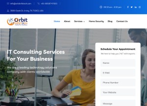 How orbitinfotech.com looks like on a tablet such as an iPad.