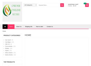 How orderonlinekush.com looks like on a tablet such as an iPad.