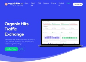 How organichits.co looks like on a tablet such as an iPad.