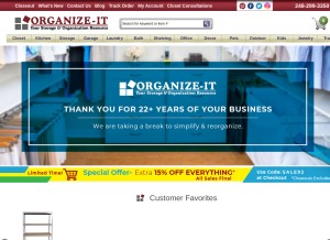 How organizeit.com looks like on a tablet such as an iPad.