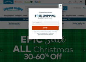 How orientaltrading.com looks like on a tablet such as an iPad.