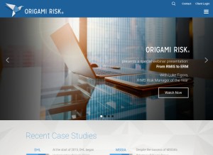 How origamirisk.com looks like on a tablet such as an iPad.