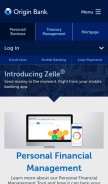 How origin.bank looks like on a mobile device such as an iPhone.