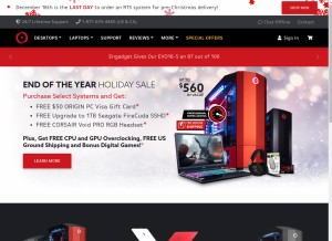 How originpc.com looks like on a tablet such as an iPad.