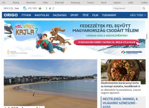 How origo.hu looks like on a tablet such as an iPad.