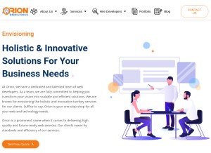 How orionesolutions.com looks like on a tablet such as an iPad.