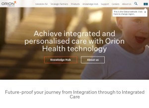 How orionhealth.com looks like on a tablet such as an iPad.