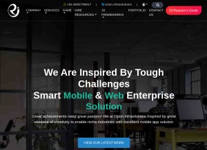 How orioninfosolutions.com looks like on a tablet such as an iPad.