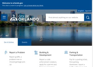 How orlando.gov looks like on a tablet such as an iPad.