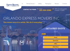 How orlandoexpressmovers.com looks like on a tablet such as an iPad.