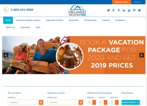 How orlandovacation.com looks like on a tablet such as an iPad.