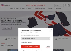How orlebarbrown.com looks like on a tablet such as an iPad.