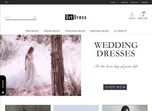 How ortdress.com looks like on a tablet such as an iPad.