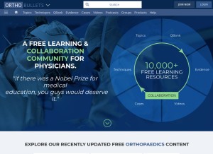 How orthobullets.com looks like on a tablet such as an iPad.