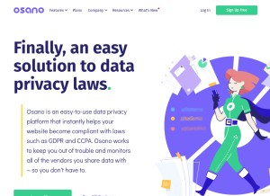 How osano.com looks like on a tablet such as an iPad.