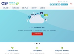 How osf-global.com looks like on a tablet such as an iPad.