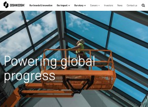 How oshkoshcorp.com looks like on a tablet such as an iPad.