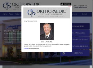 How osiortho.com looks like on a tablet such as an iPad.