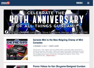 How otakuusamagazine.com looks like on a tablet such as an iPad.