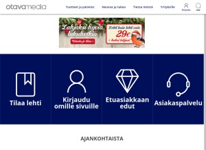 How otavamedia.fi looks like on a tablet such as an iPad.