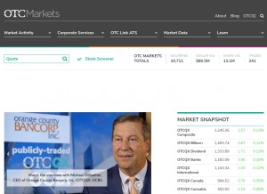 How otcmarkets.com looks like on a tablet such as an iPad.