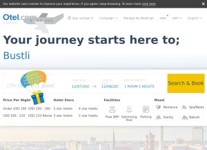 How otel.com looks like on a tablet such as an iPad.