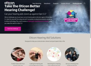 How oticon.com looks like on a tablet such as an iPad.