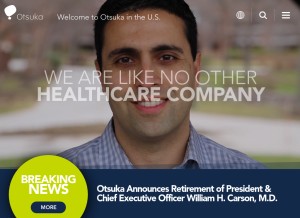 How otsuka-us.com looks like on a tablet such as an iPad.