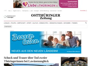 How otz.de looks like on a tablet such as an iPad.