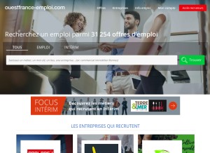 How ouestfrance-emploi.com looks like on a tablet such as an iPad.