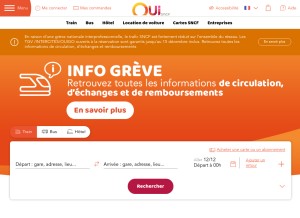 How oui.sncf looks like on a tablet such as an iPad.