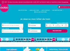 How ouigo.com looks like on a tablet such as an iPad.