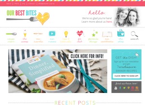 How ourbestbites.com looks like on a tablet such as an iPad.