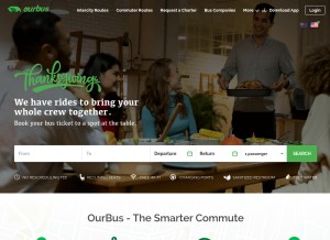 How ourbus.com looks like on a tablet such as an iPad.