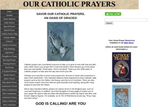 How ourcatholicprayers.com looks like on a tablet such as an iPad.