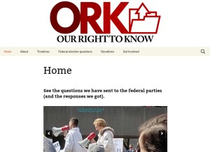 How ourrighttoknow.ca looks like on a tablet such as an iPad.