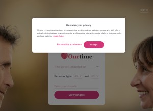 How ourtime.com looks like on a tablet such as an iPad.