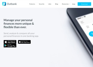 How outbankapp.com looks like on a tablet such as an iPad.