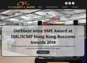 How outblaze.com looks like on a tablet such as an iPad.