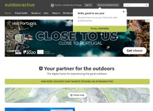 How outdooractive.com looks like on a tablet such as an iPad.