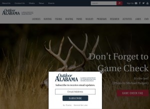 How outdooralabama.com looks like on a tablet such as an iPad.