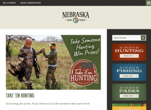 How outdoornebraska.gov looks like on a tablet such as an iPad.