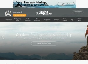 How outdoorphotographer.com looks like on a tablet such as an iPad.