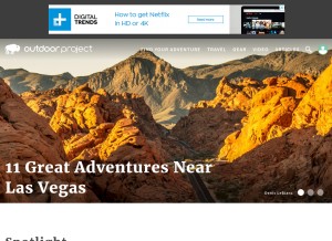 How outdoorproject.com looks like on a tablet such as an iPad.